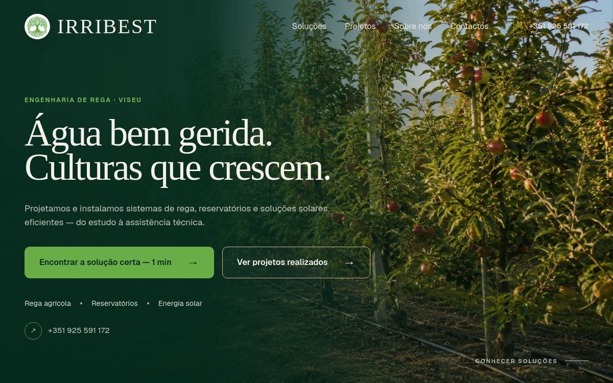 Irribest website homepage