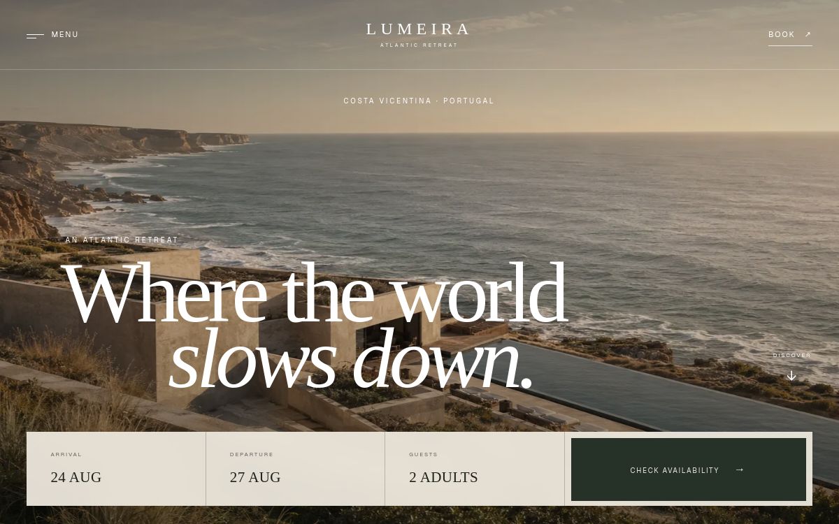 Lumeira Atlantic Retreat website homepage